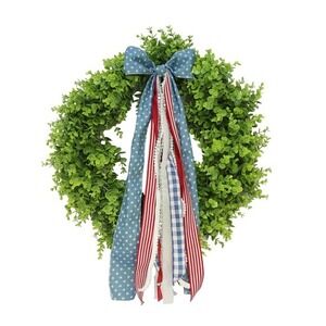 My Texas House Boxwood Wreath with Bow Red White Blue 28" Walmart
